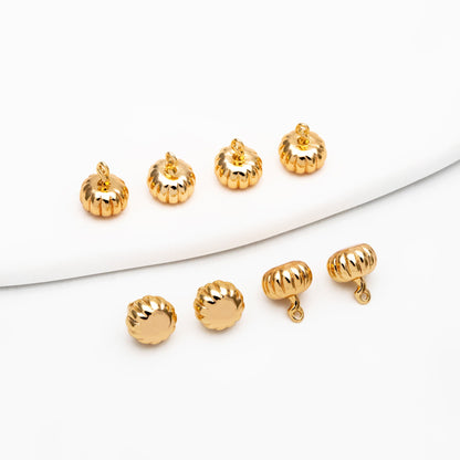 10pcs Gold/ Silver Pumpkin Charm 9x7mm, Real Gold/ Rhodium plated Brass, 3D Pumpkin Pendants (GB-4589-A)