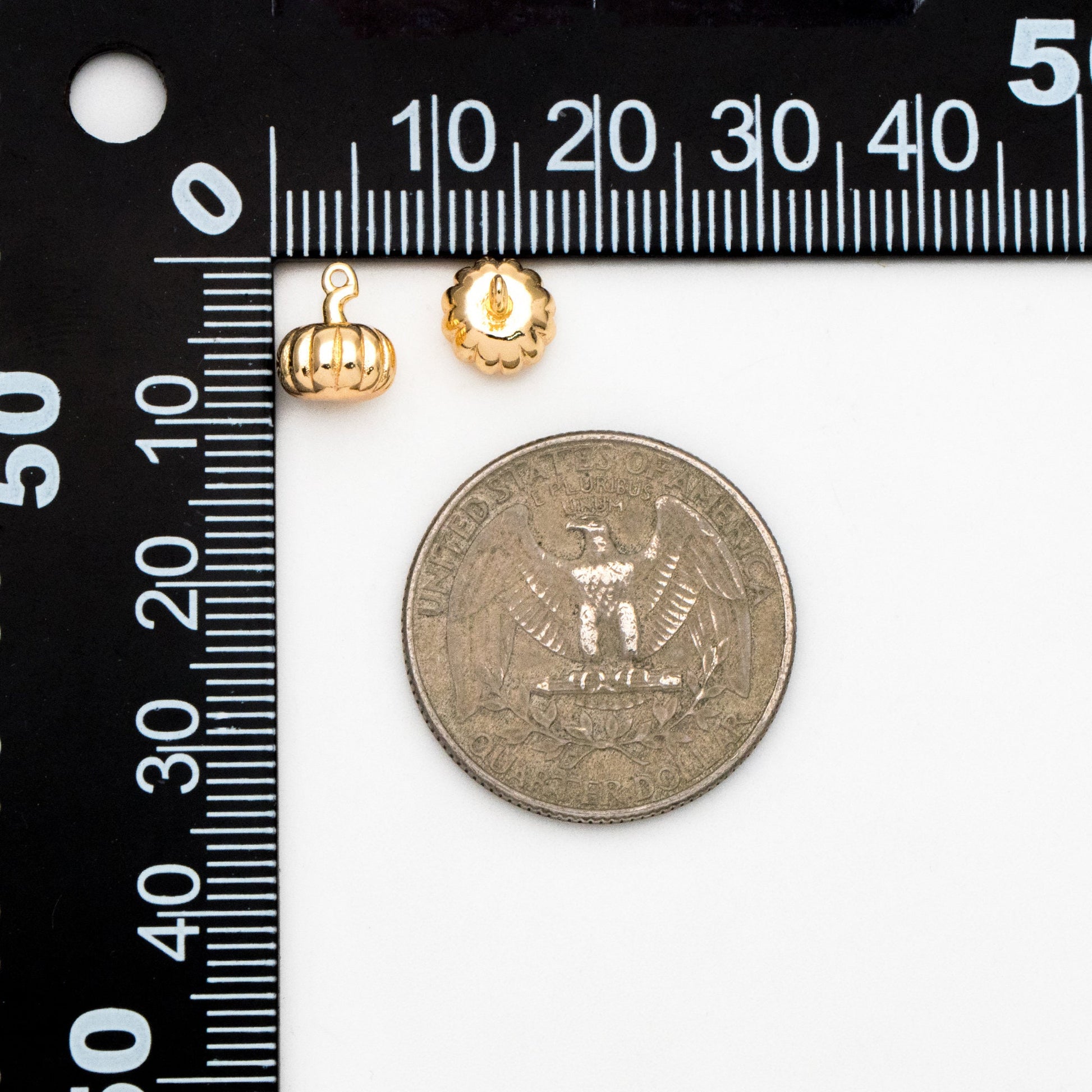 10pcs Gold/ Silver Pumpkin Charm 9x7mm, Real Gold/ Rhodium plated Brass, 3D Pumpkin Pendants (GB-4589-A)