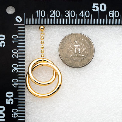 4pcs Gold/ Silver tone Double Circle Earrings, Gold Plated Brass Drop Earrings, Long Dangle Earring (GB-4297)