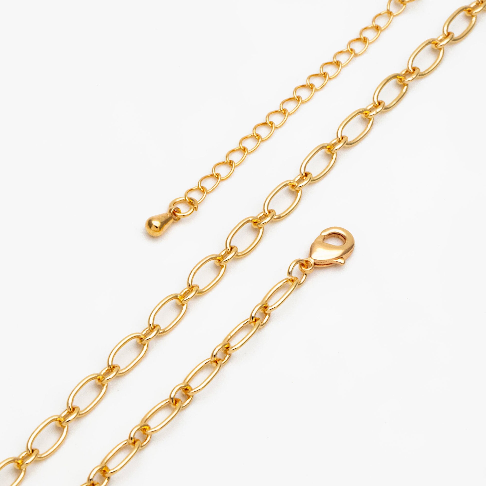 Dainty Gold/ Silver Oval Cable Chains 4/ 4.7mm, Finished Bracelet/ Anklet/ Necklace with Extender Chain, Ready to Wear (#LK-329)