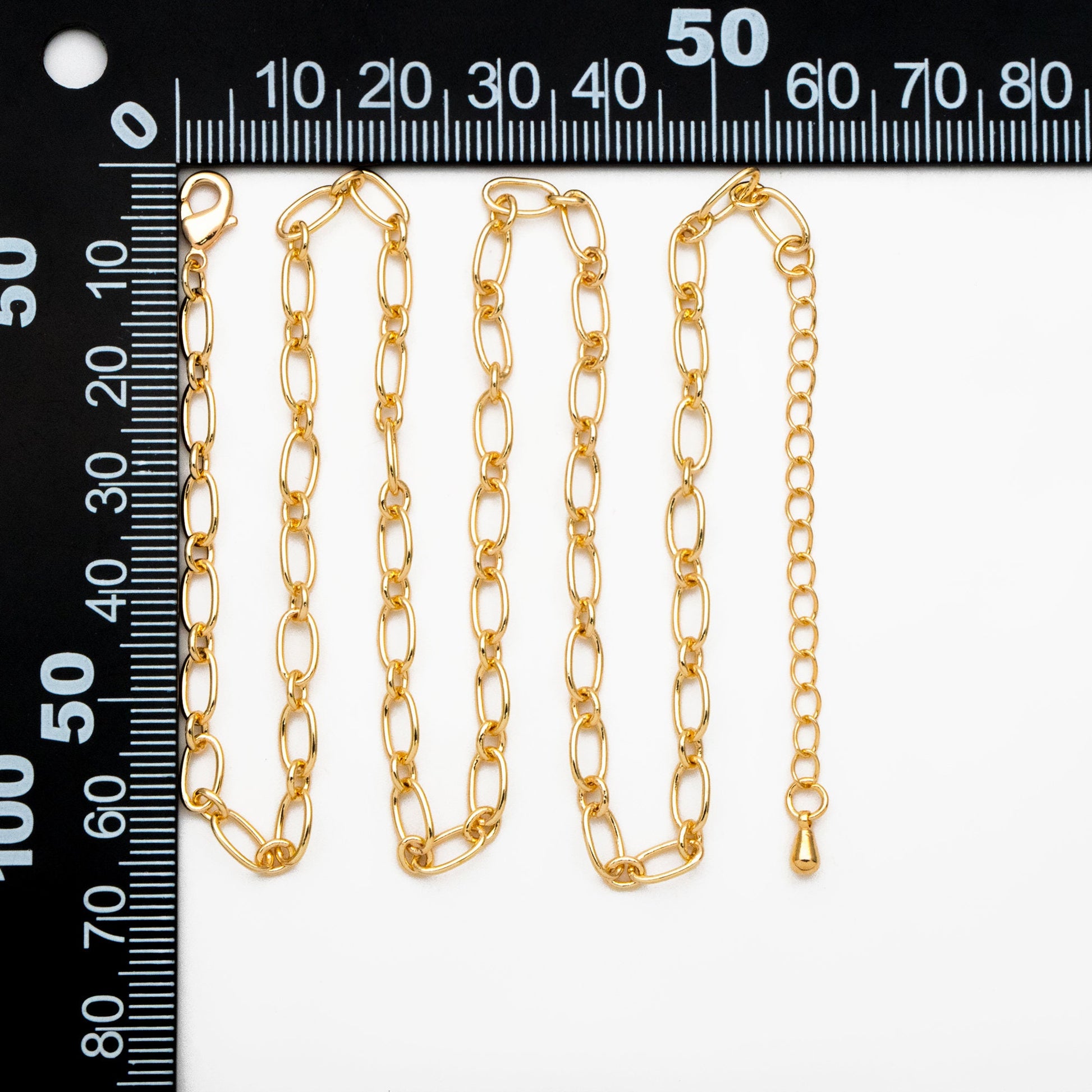 Dainty Gold/ Silver Oval Cable Chains 4/ 4.7mm, Finished Bracelet/ Anklet/ Necklace with Extender Chain, Ready to Wear (#LK-329)