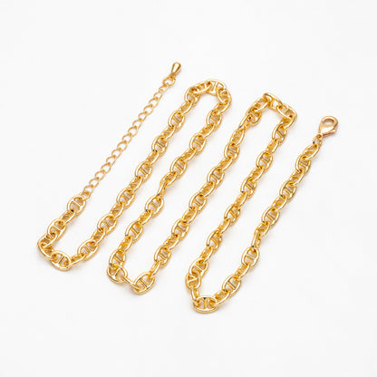 Gold Mariner Anchor Link Chain 4.8mm, Finished Bracelet/ Anklet/ Necklace with Extender Chain, Ready to Wear (#LK-334-4.8)