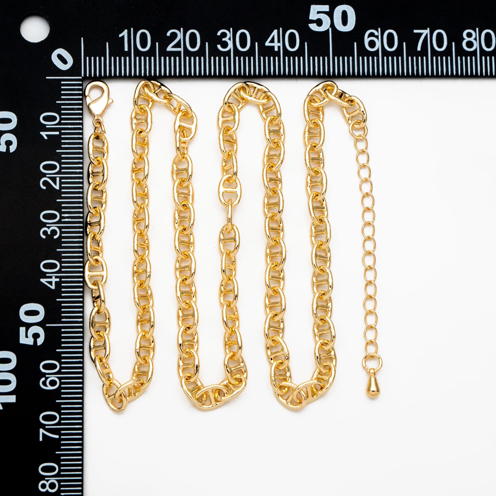 Gold Mariner Anchor Link Chain 4.8mm, Finished Bracelet/ Anklet/ Necklace with Extender Chain, Ready to Wear (#LK-334-4.8)