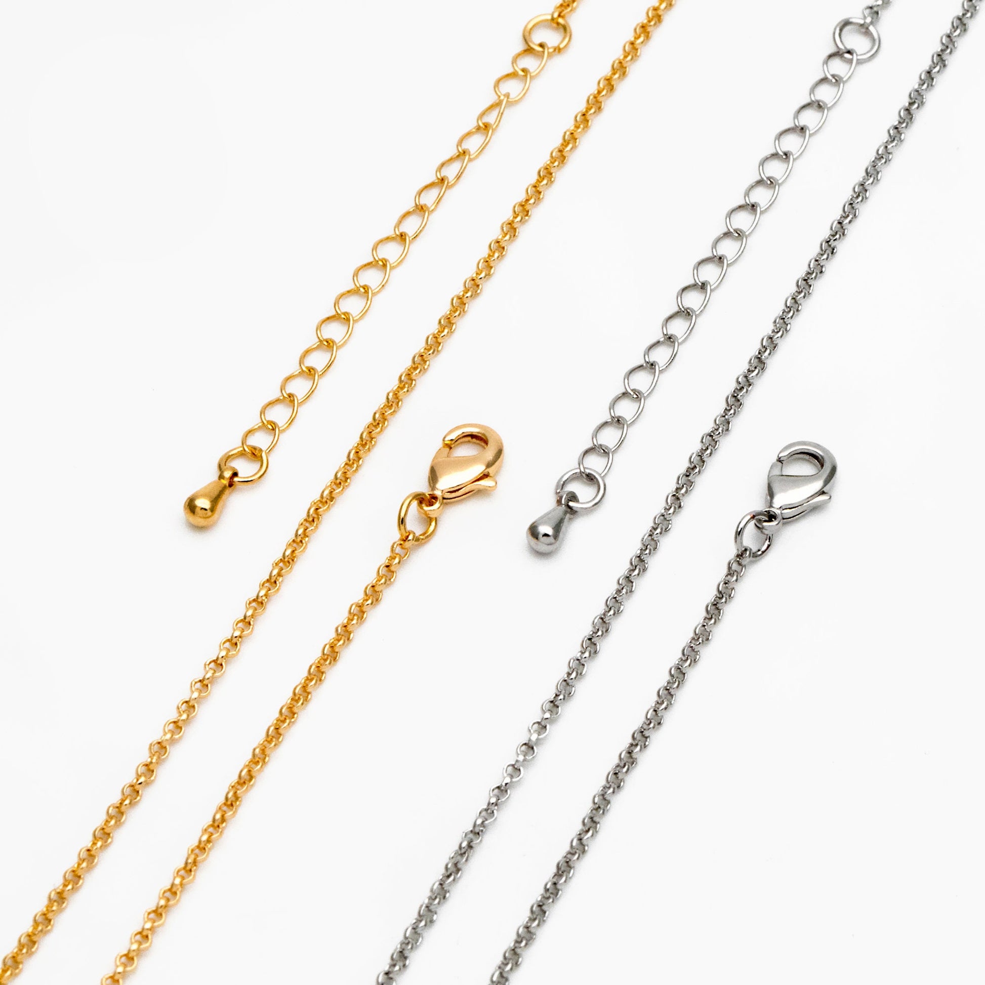 Gold/ Silver Round Cable Chains 1.6mm, Finished Bracelet/ Anklet/ Necklace with Extender Chain, Ready to Wear (#LK-347)