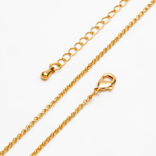 Gold/ Silver Round Cable Chains 1.6mm, Finished Bracelet/ Anklet/ Necklace with Extender Chain, Ready to Wear (#LK-347)