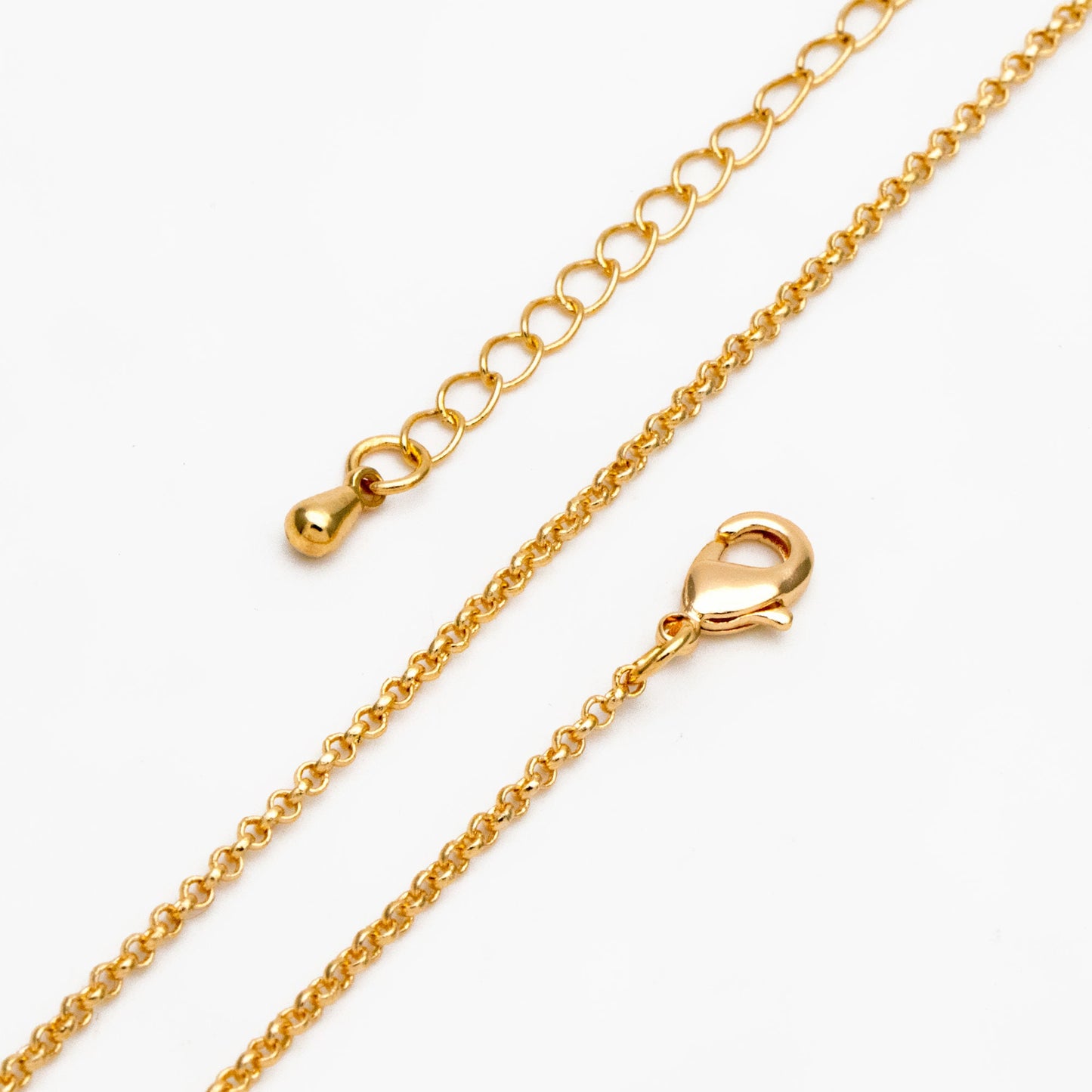 Gold/ Silver Round Cable Chains 1.6mm, Finished Bracelet/ Anklet/ Necklace with Extender Chain, Ready to Wear (#LK-347)