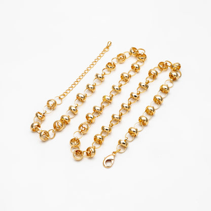 Gold Round Linked Chain, Finished Bracelet/ Anklet/ Necklace with Extender, Ready to Wear (#LK-395)