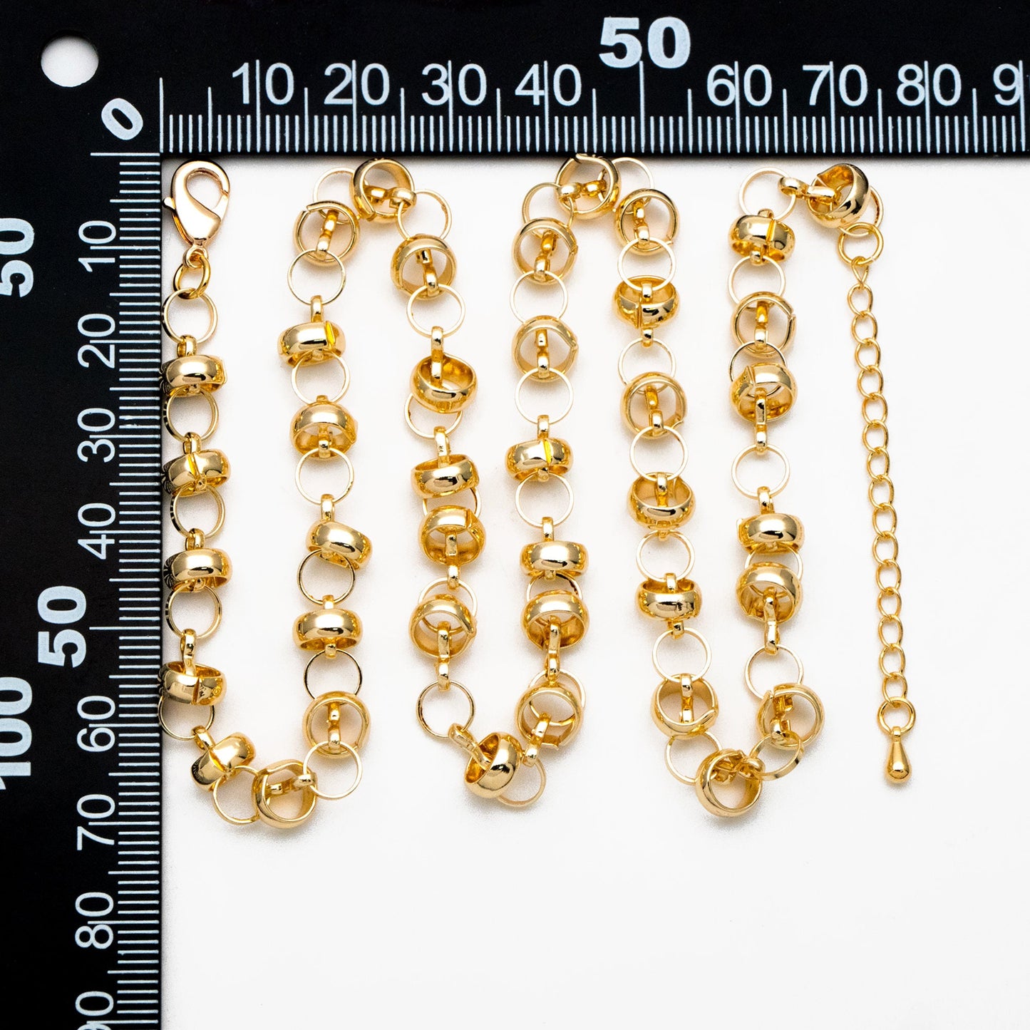 Gold Round Linked Chain, Finished Bracelet/ Anklet/ Necklace with Extender, Ready to Wear (#LK-395)