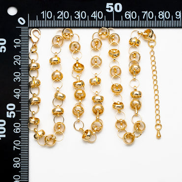 Gold Round Linked Chain, Finished Bracelet/ Anklet/ Necklace with Extender, Ready to Wear (#LK-395)