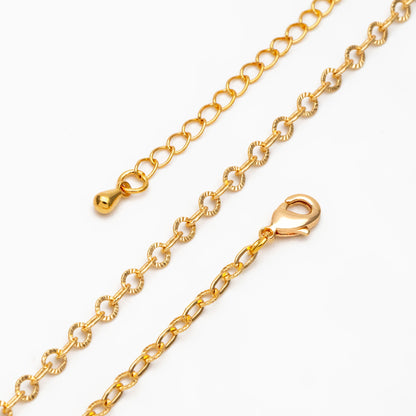 Gold Round Cable Chain, Finished Bracelet/ Anklet/ Necklace with Extender Chain, Ready to Wear (#LK-404)