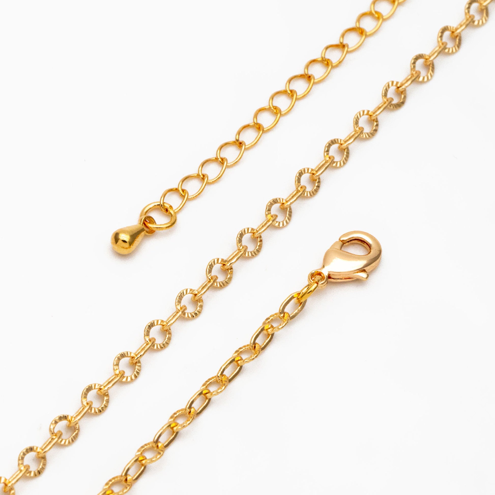 Gold Round Cable Chain, Finished Bracelet/ Anklet/ Necklace with Extender Chain, Ready to Wear (#LK-404)