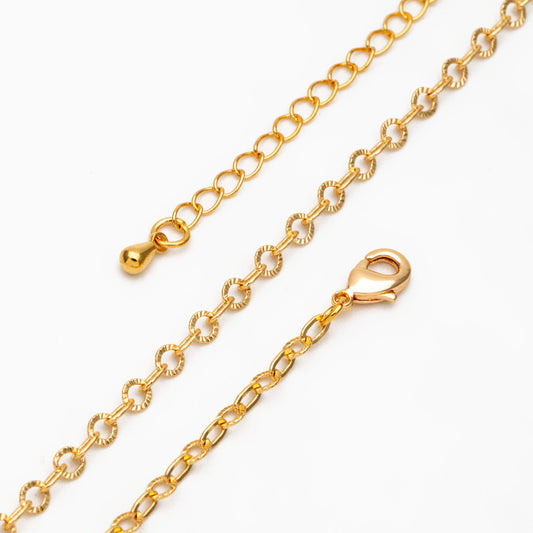 Gold Round Cable Chain, Finished Bracelet/ Anklet/ Necklace with Extender Chain, Ready to Wear (#LK-404)