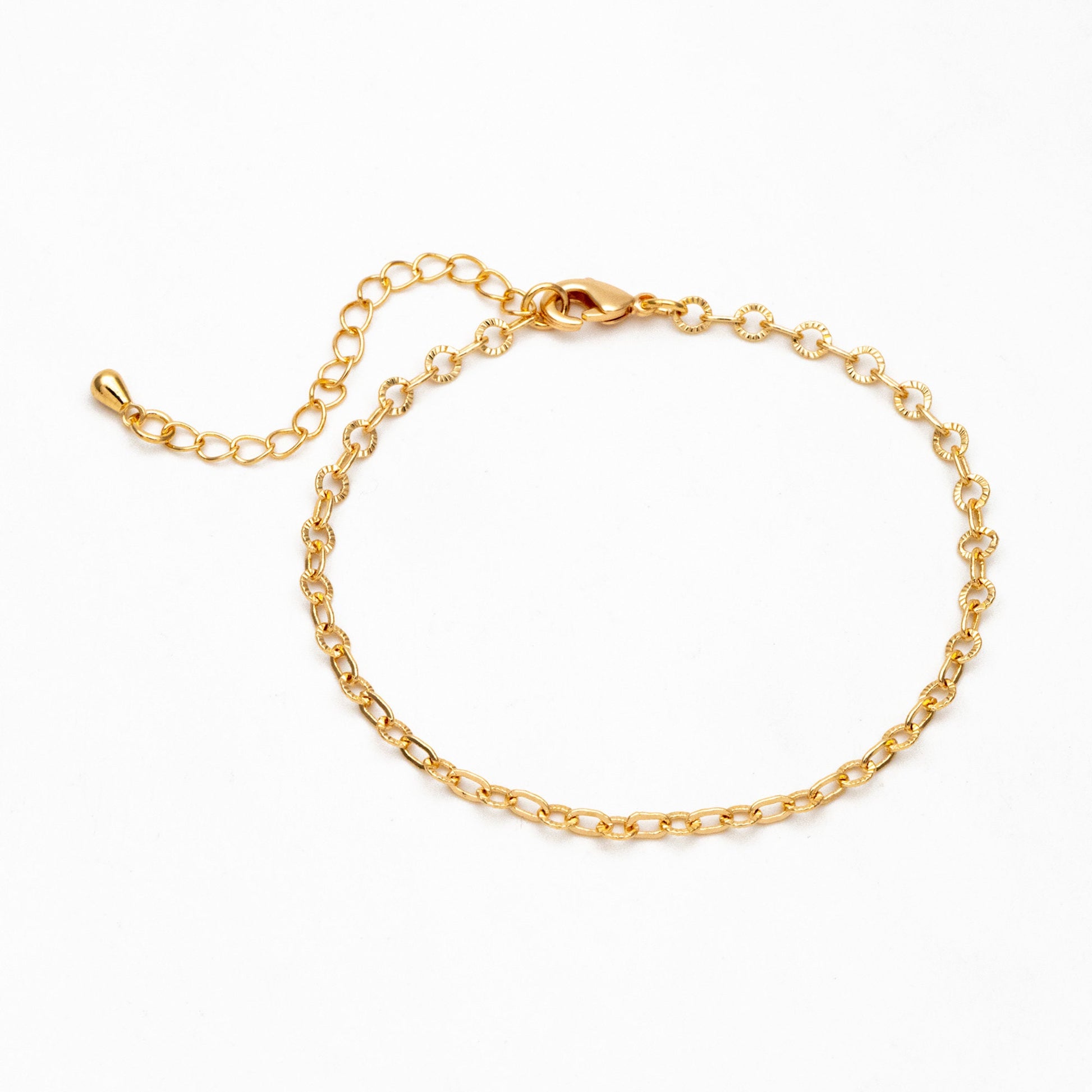 Gold Round Cable Chain, Finished Bracelet/ Anklet/ Necklace with Extender Chain, Ready to Wear (#LK-404)