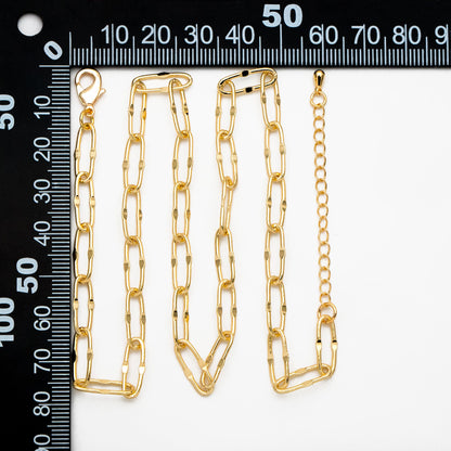Gold Long Oval Cable Chains 5.5mm, Finished Bracelet/ Anklet/ Necklace with Extender Chain, Ready to Wear (#LK-406)