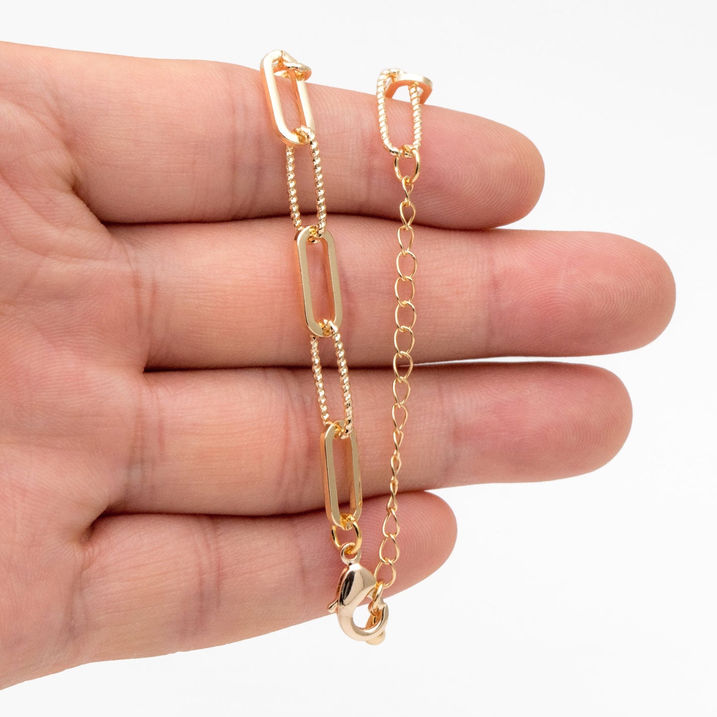 Gold/ Silver Oval Link Chain 5.5mm, Finished Bracelet/ Anklet/ Necklace with Extender Chain, Ready to Wear (#LK-409)