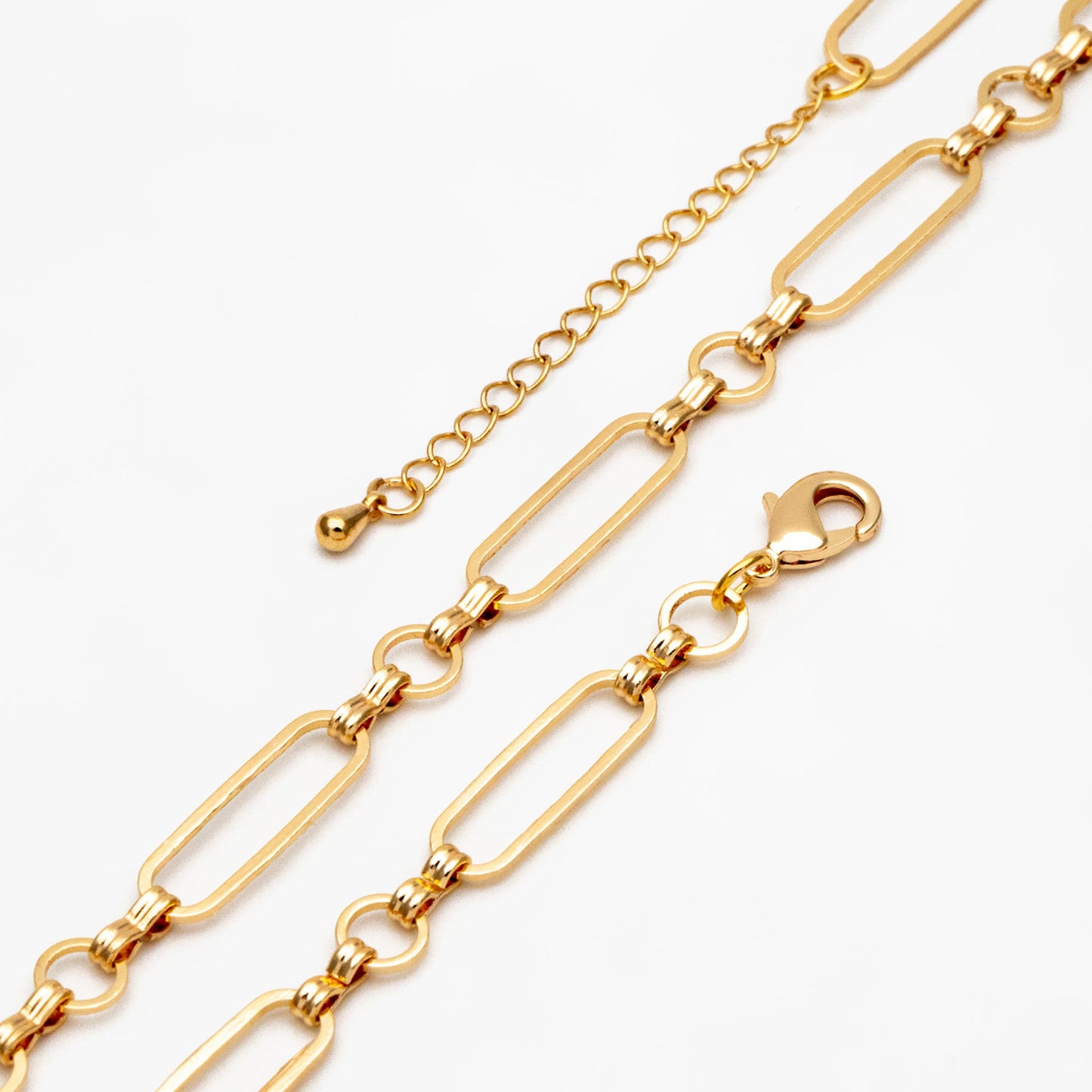 Gold/ Rhodium Long Oval Link Chain, Adjustable Bracelet/ Anklet/ Necklace, Ready to Wear (LK-435-1)