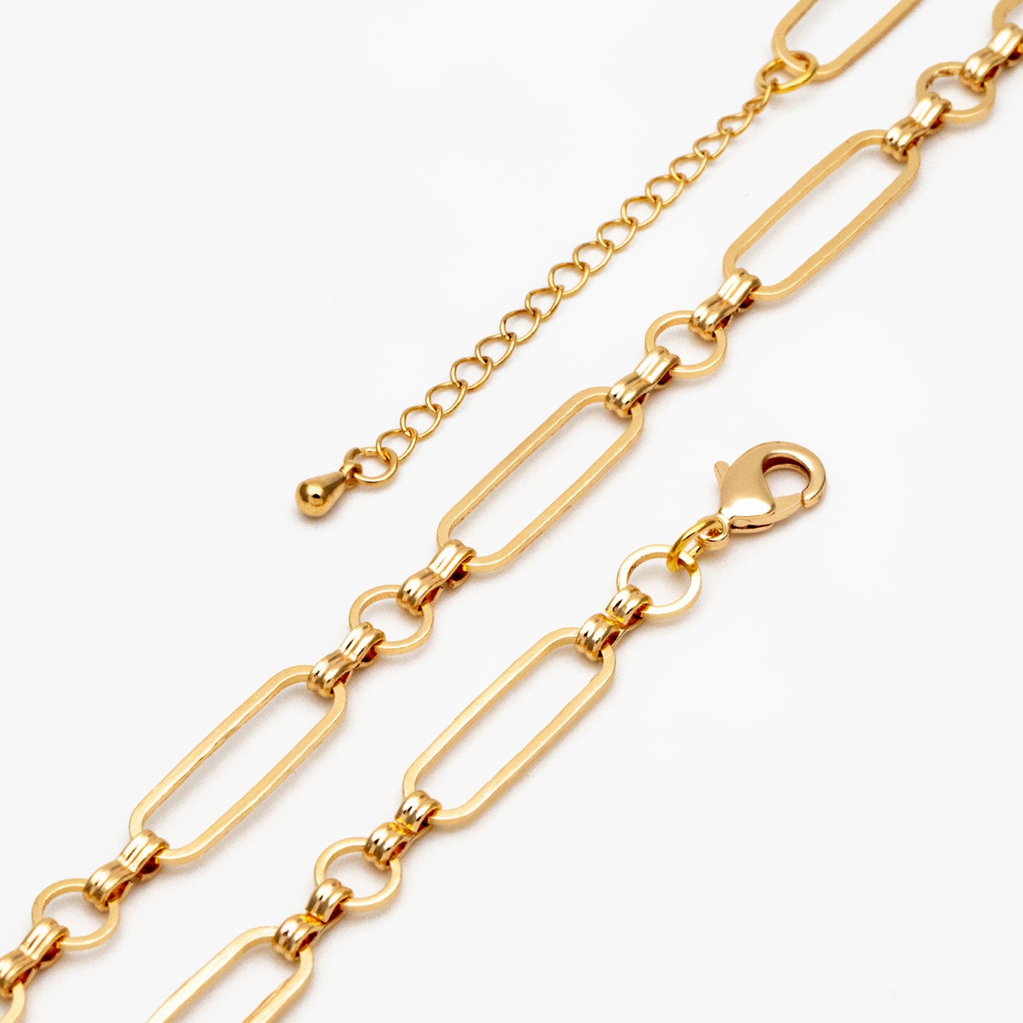 Gold/ Rhodium Long Oval Link Chain, Adjustable Bracelet/ Anklet/ Necklace, Ready to Wear (LK-435)