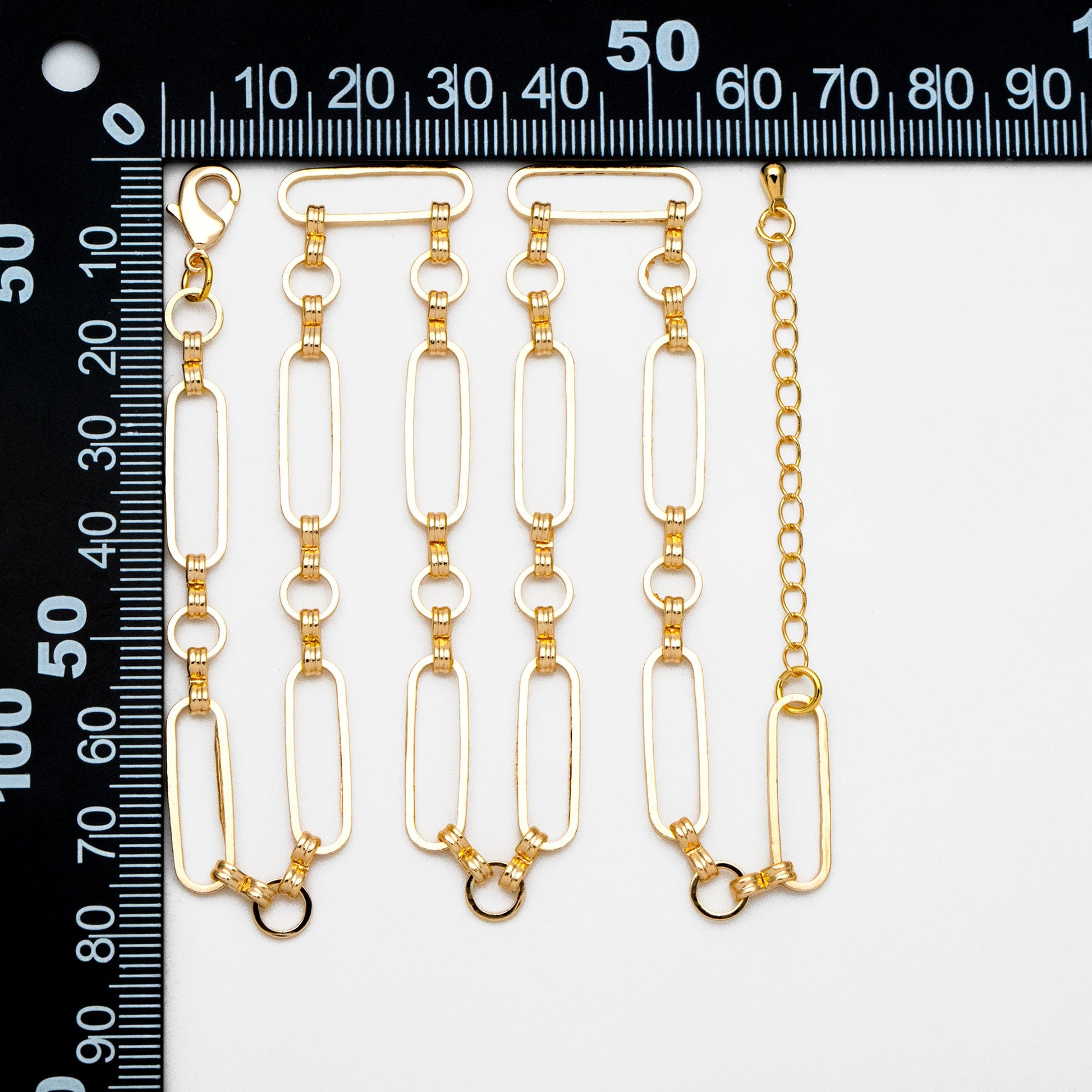 Gold/ Rhodium Long Oval Link Chain, Adjustable Bracelet/ Anklet/ Necklace, Ready to Wear (LK-435)