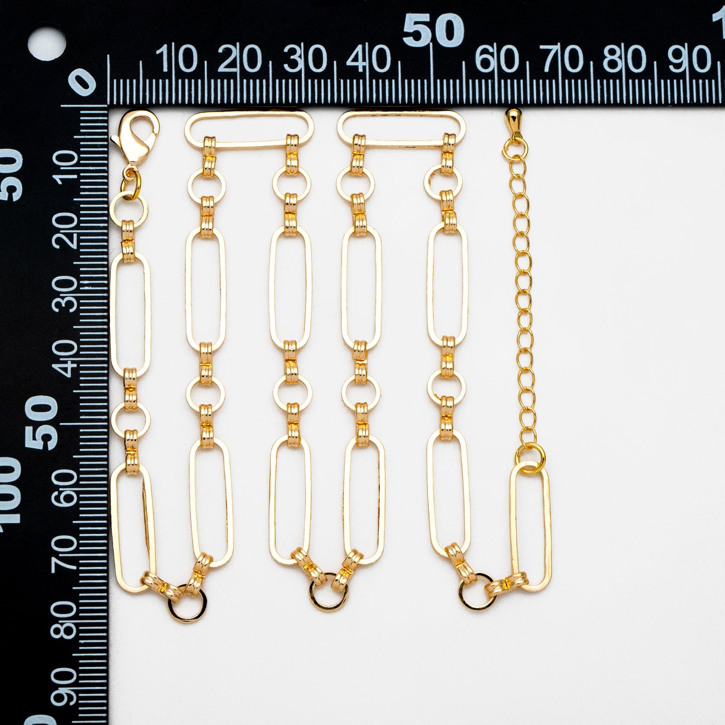 Gold/ Rhodium Long Oval Link Chain, Adjustable Bracelet/ Anklet/ Necklace, Ready to Wear (LK-435-1)