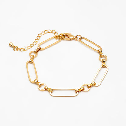 Gold/ Rhodium Long Oval Link Chain, Adjustable Bracelet/ Anklet/ Necklace, Ready to Wear (LK-435-1)