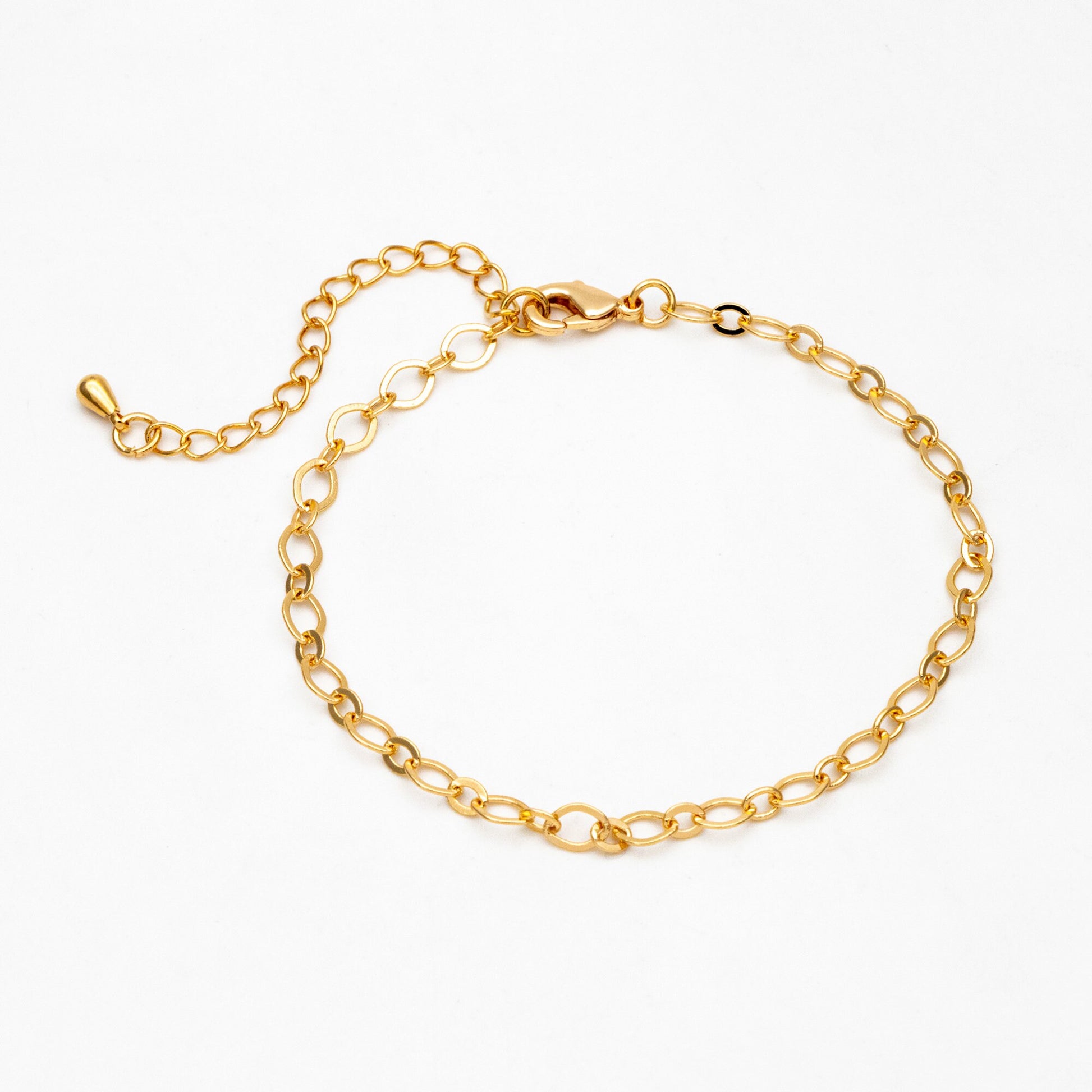 Dainty Gold Oval Chains 3.6mm, Finished Bracelet/ Anklet/ Necklace with Extender Chain, Ready to Wear (#LK-445)