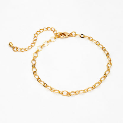 Dainty Gold Oval Chains 3.6mm, Finished Bracelet/ Anklet/ Necklace with Extender Chain, Ready to Wear (#LK-445)