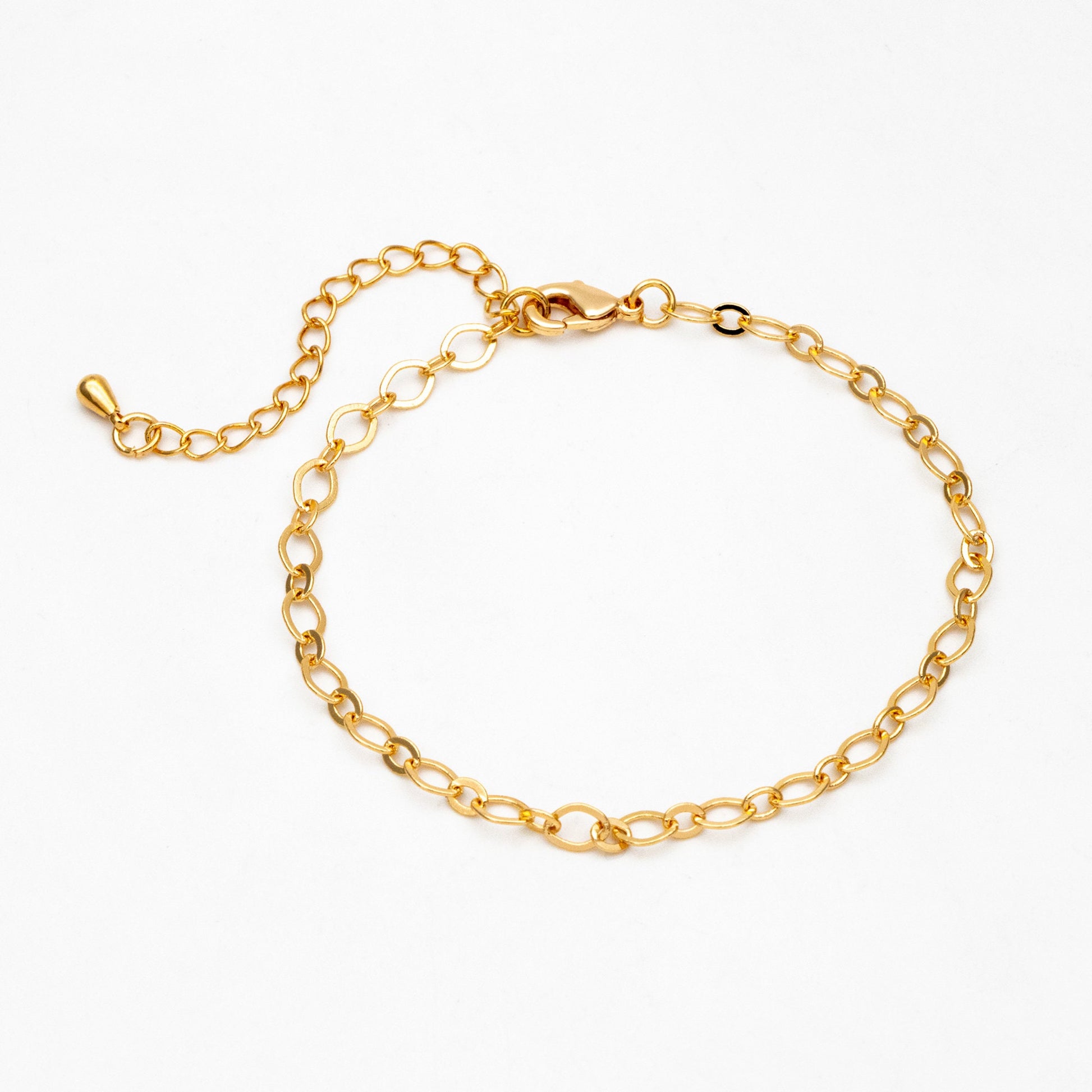 Dainty Gold Oval Chains 3.6mm, Finished Bracelet/ Anklet/ Necklace with Extender Chain, Ready to Wear (#LK-445)