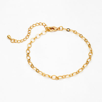 Dainty Gold Oval Chains 3.6mm, Finished Bracelet/ Anklet/ Necklace with Extender Chain, Ready to Wear (#LK-445)