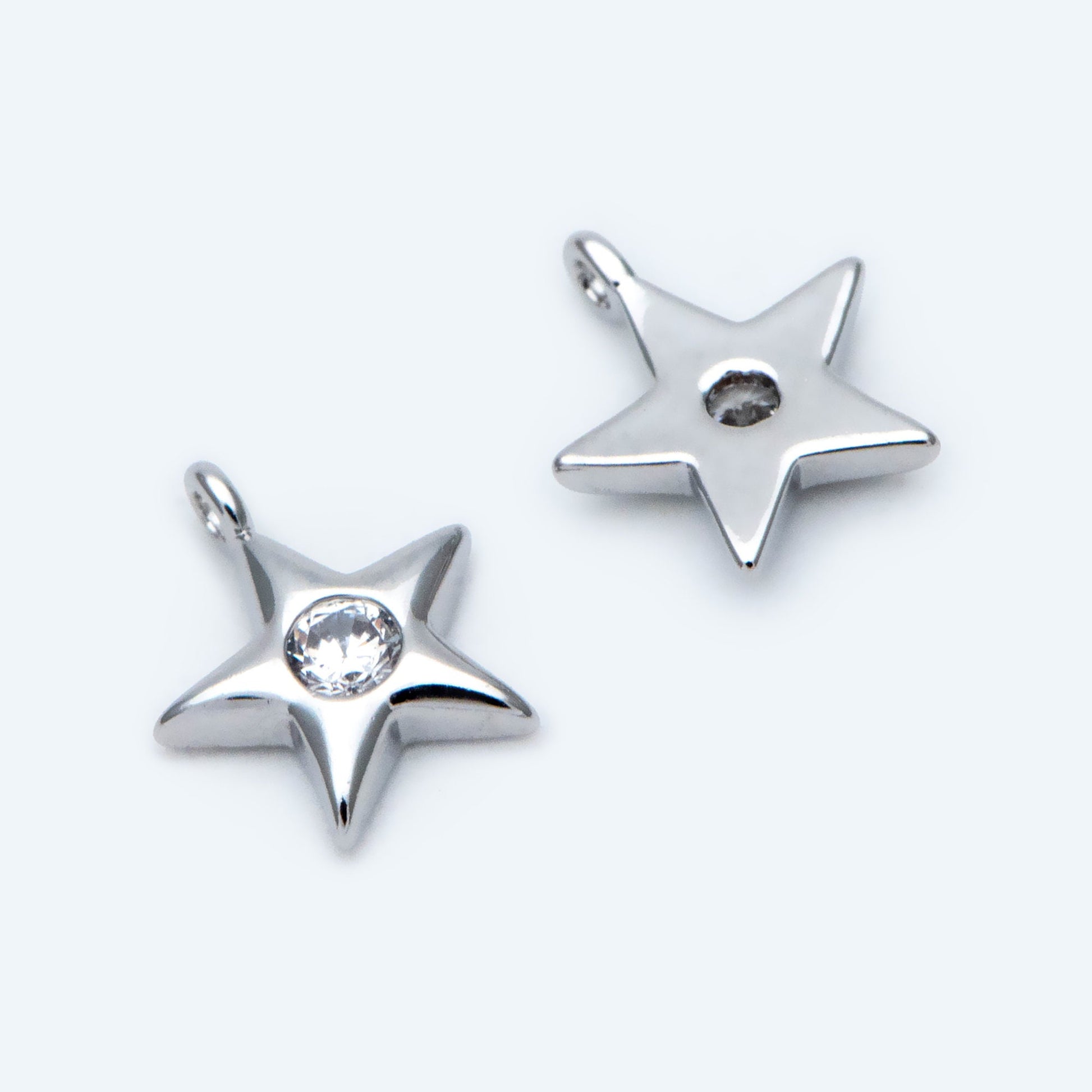 10pcs Gold/ Silver Star Charm 8x7mm, CZ Pave Tiny Star Pendant, Earring Findings, Jewelry Making, Diy Material, Jewelry Supplies (GB-162-E)