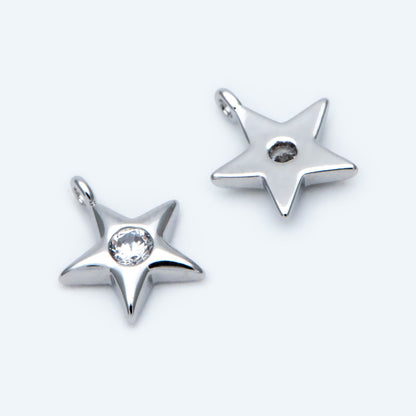 10pcs Gold/ Silver Star Charm 8x7mm, CZ Pave Tiny Star Pendant, Earring Findings, Jewelry Making, Diy Material, Jewelry Supplies (GB-162-E)