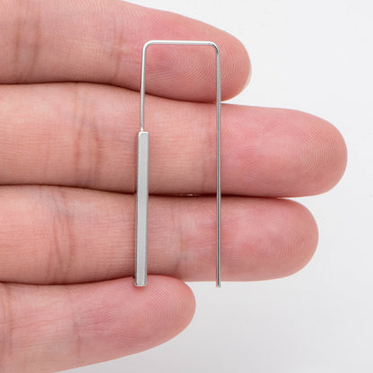 10pcs Gold/ Silver tone Rectangle Ear Hooks 14x40mm, Gold/ Rhodium plated Brass Simple Earwire, Square Earring Hooks (GB-2732-B)