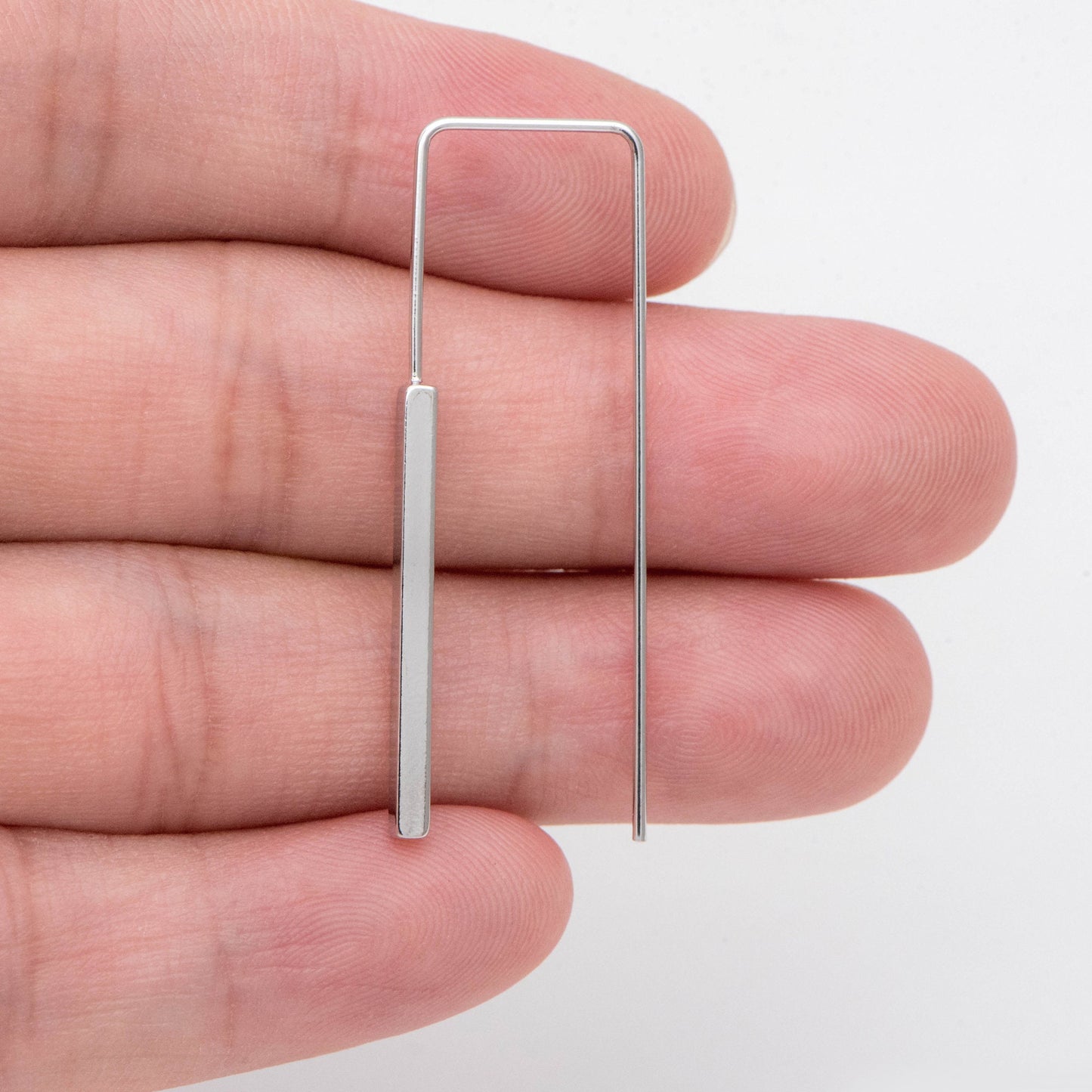 10pcs Gold/ Silver tone Cube Ear Hooks 14x40mm, Gold/ Rhodium plated Brass Simple Earwire Components, Square Earring Hooks (GB-1087)