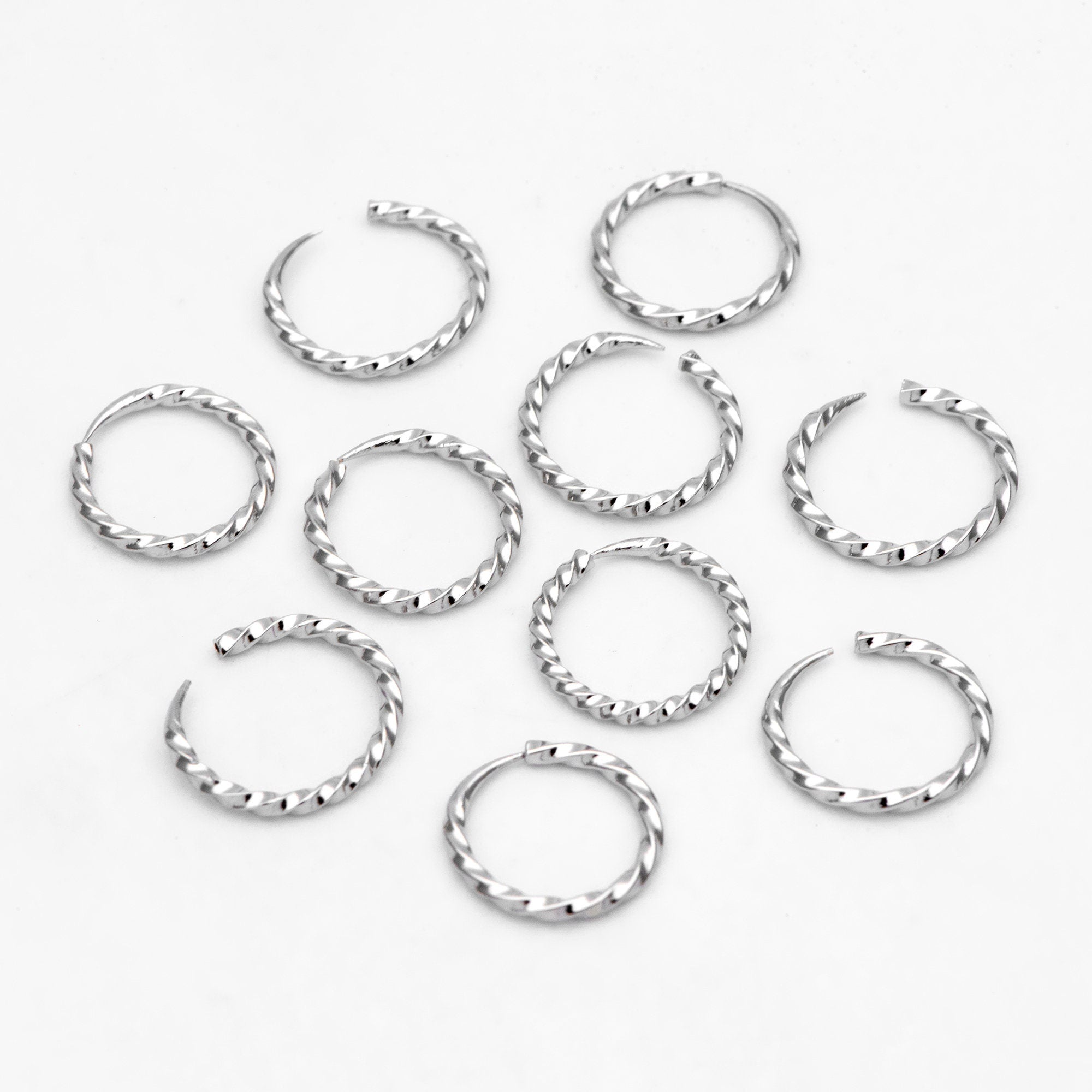 20pcs Gold/ Silver tone Open Jump Rings 11mm, Gold/ Rhodium plated Brass, Twisted Split Jumpring, Loop Hoop Earring (GB-498)