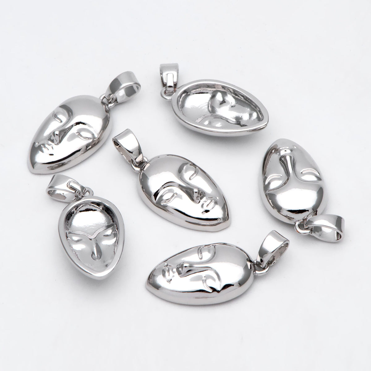 10pcs Gold/ Silver tone Face Charm, Necklace Pendant, Real 18K Gold/ Rhodium plated Brass, Jewelry Supply (GB-2753)