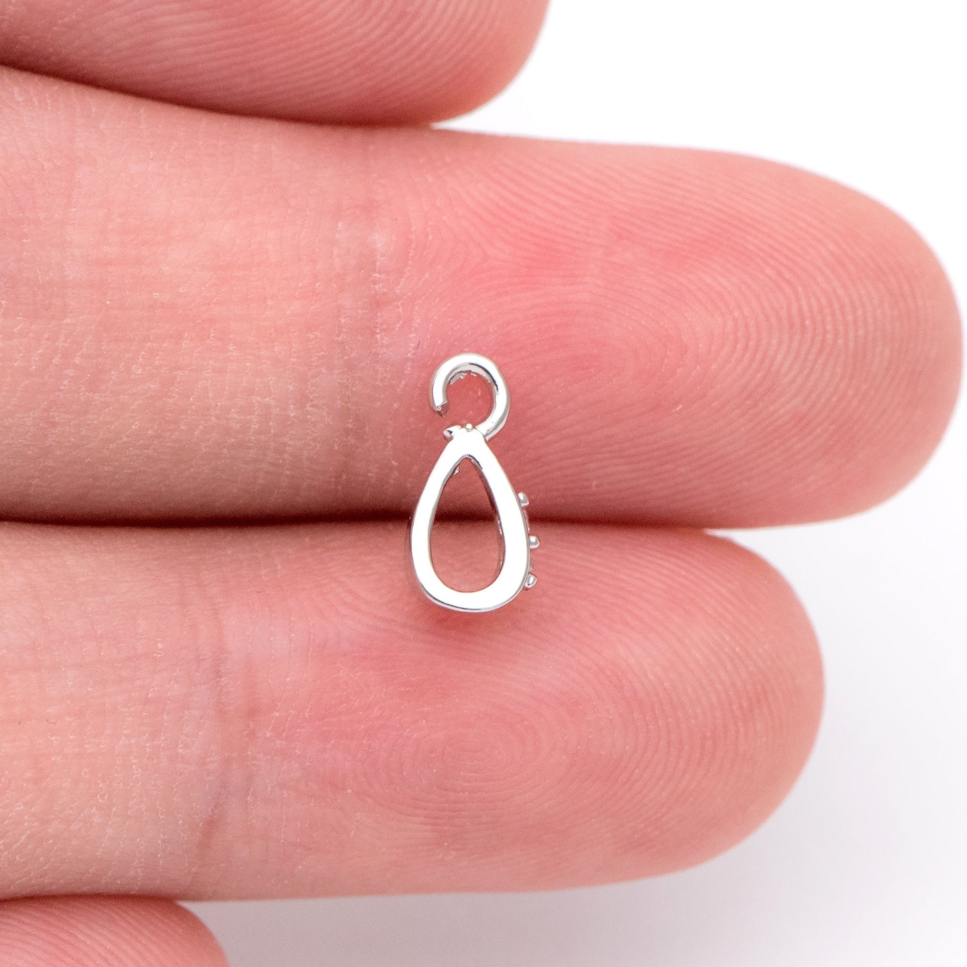 10pcs CZ Pave Gold/ Silver Open Loop Bail, Gold/ Rhodium Plated Bails, Small Bail, Jewelry Bail, Pendant Bails, Metal Bails (GB-1468-C)