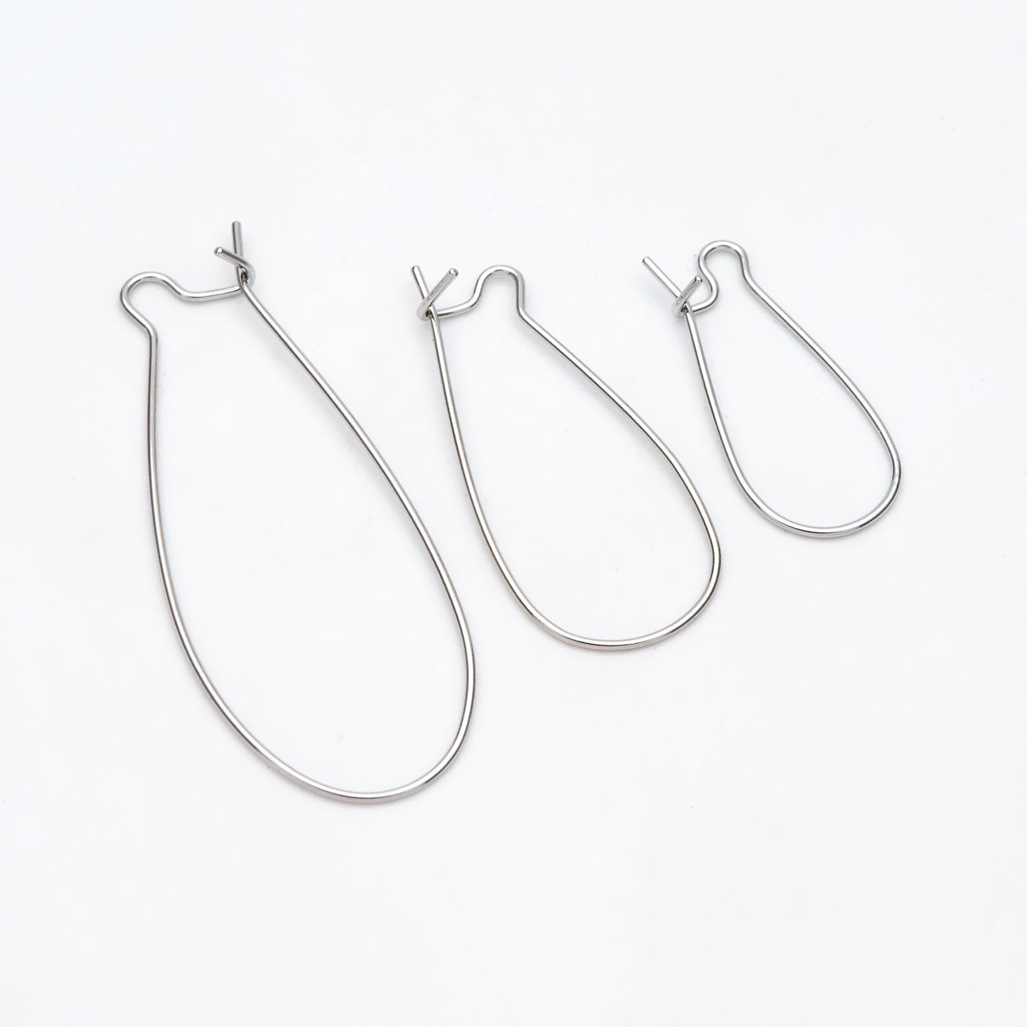 20pcs Gold/ Silver tone Kidney Ear Wires, 18K Gold/ Rhodium plated Brass Hoop Earrings 25/ 30/ 36/ 45mm (GB-253)