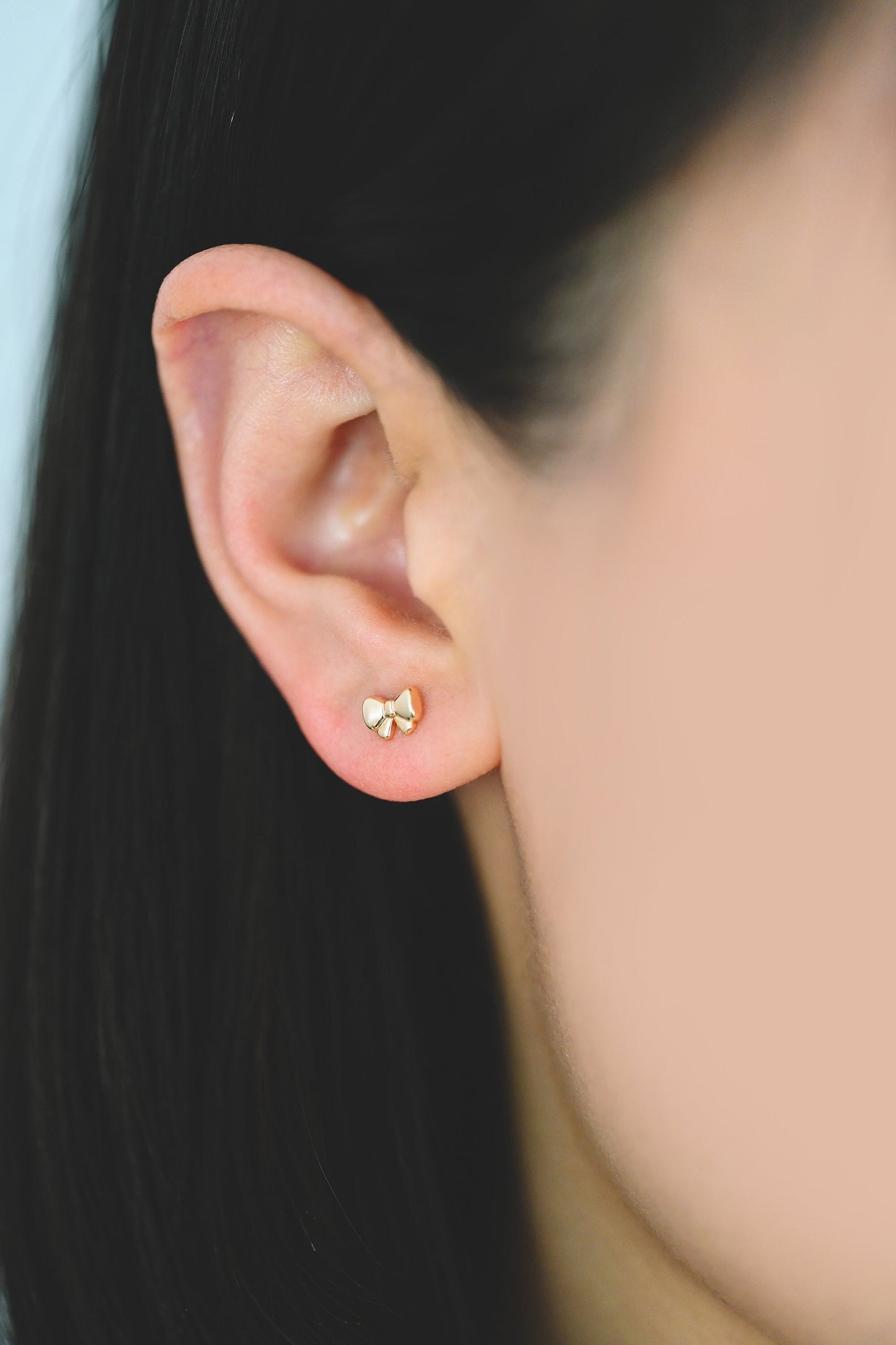 10pcs Tiny Bowknot Stud Earrings: 18K Gold Plated Brass (GB-4257)