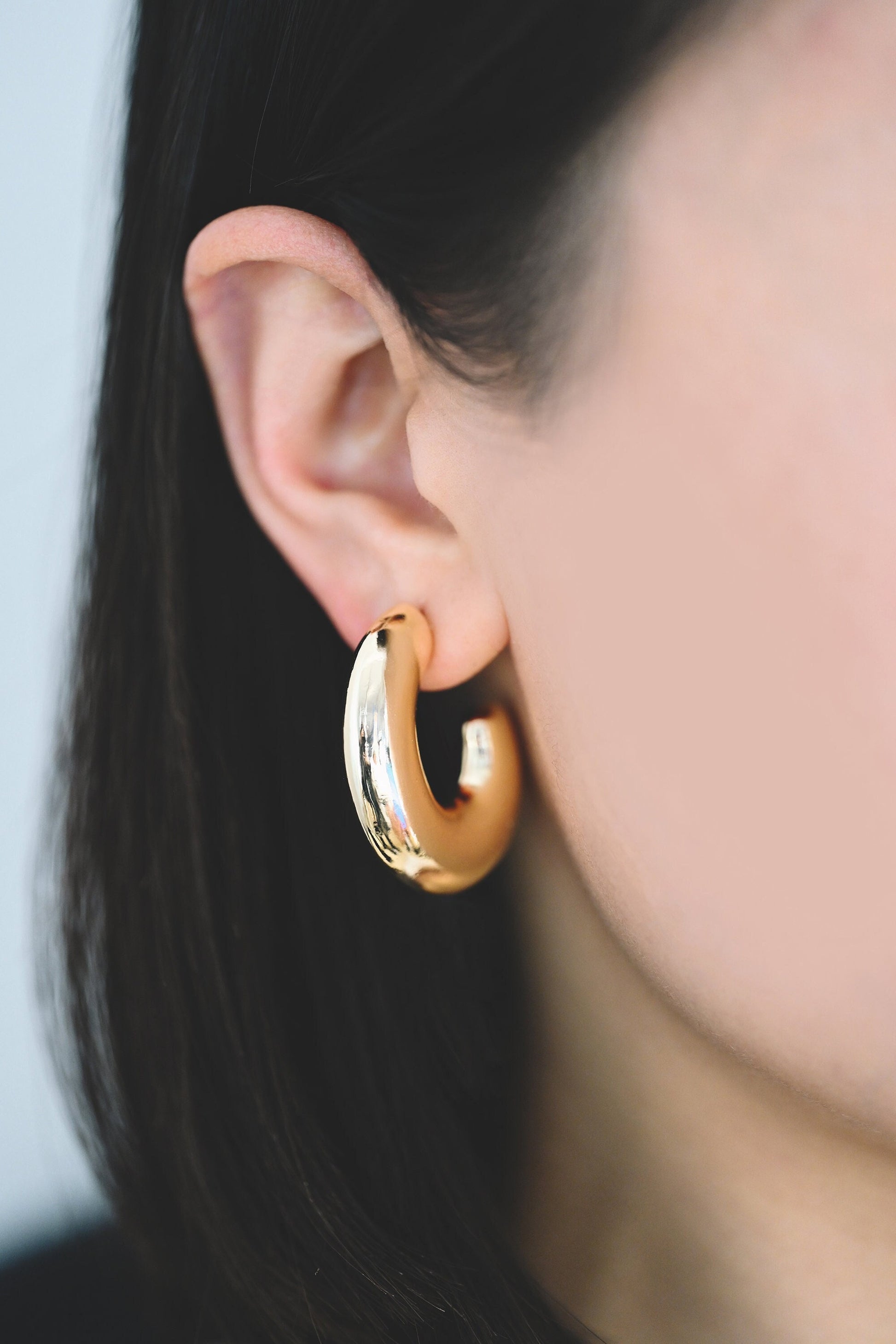 4pcs Gold C Shape Earrings, Gold plated Brass, Dainty Geometric Hoop Stud Earrings (GB-4269)