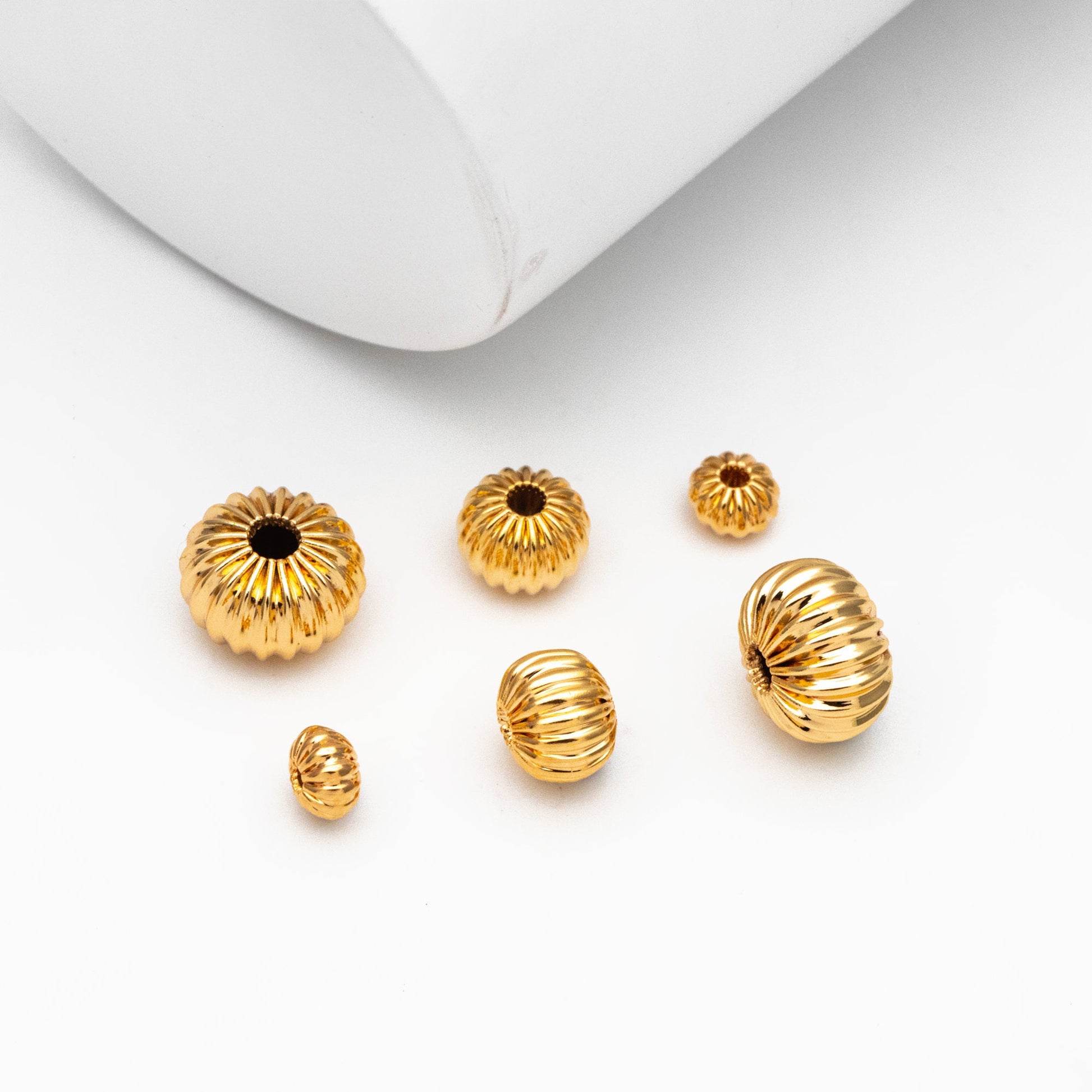 Gold plated Brass Rondelle Beads, Melon Spacer Beads 4/ 6/ 8mm, lead nickel free (GB-099)