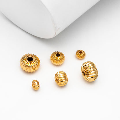 Gold plated Brass Rondelle Beads, Melon Spacer Beads 4/ 6/ 8mm, lead nickel free (GB-099)
