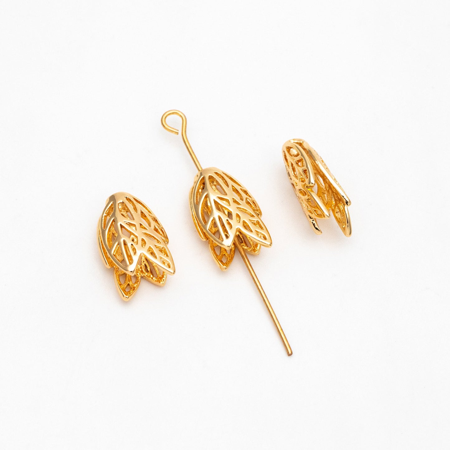 10pcs Gold Flower Bead Caps 16mm, Gold plated Brass Tulip Tassel Caps, Lead Nickel Free (GB-110)