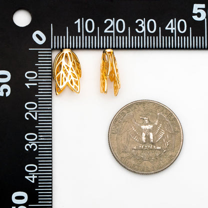10pcs Gold Flower Bead Caps 16mm, Gold plated Brass Tulip Tassel Caps, Lead Nickel Free (GB-110)
