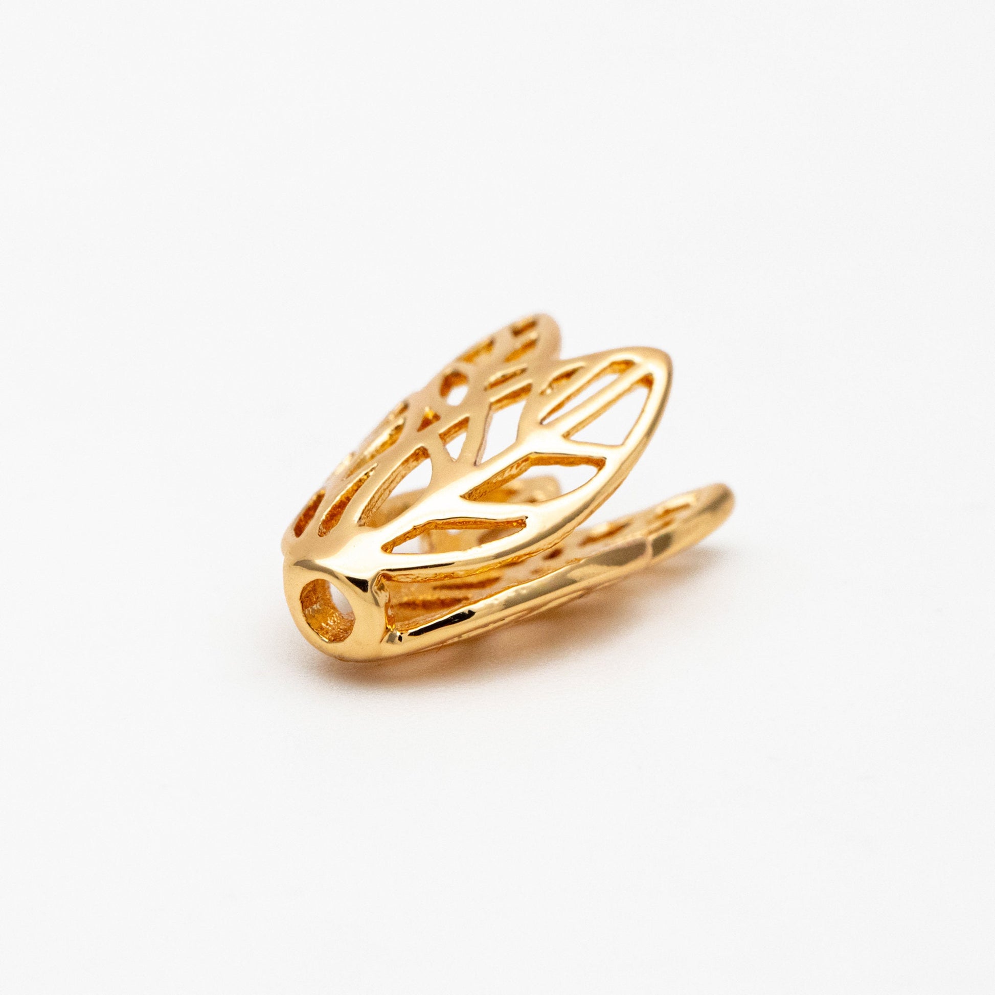 10pcs Gold Flower Bead Caps 16mm, Gold plated Brass Tulip Tassel Caps, Lead Nickel Free (GB-110)
