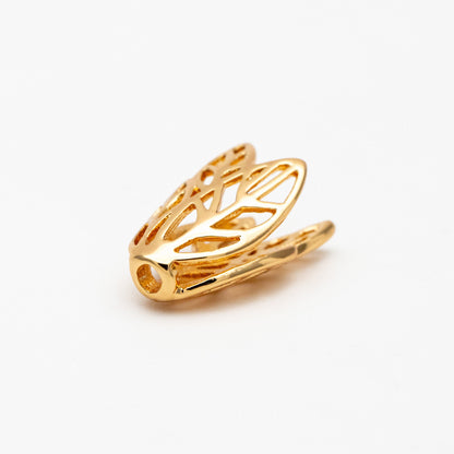 10pcs Gold Flower Bead Caps 16mm, Gold plated Brass Tulip Tassel Caps, Lead Nickel Free (GB-110)