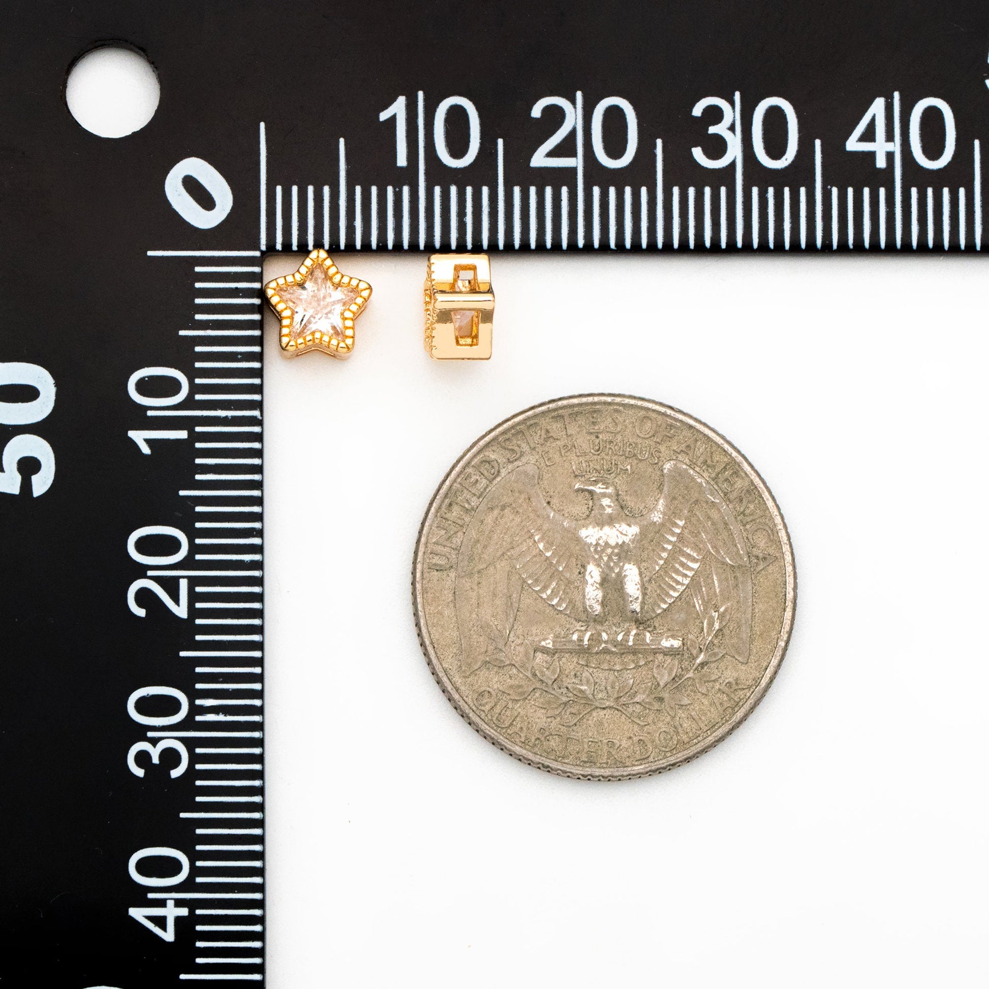 10pcs Gold plated Brass Rhinestone Star Spacer Beads 7mm (GB-123)