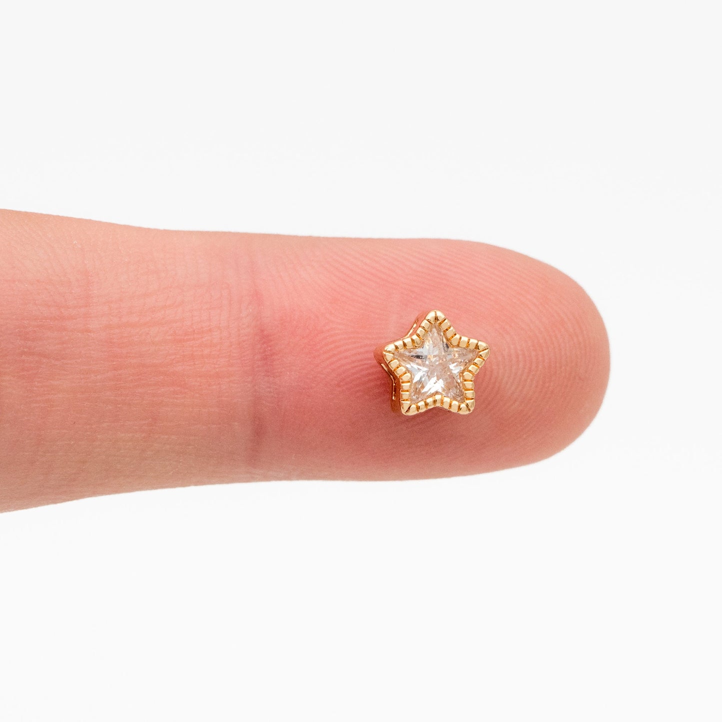 10pcs Gold plated Brass Rhinestone Star Spacer Beads 7mm (GB-123)