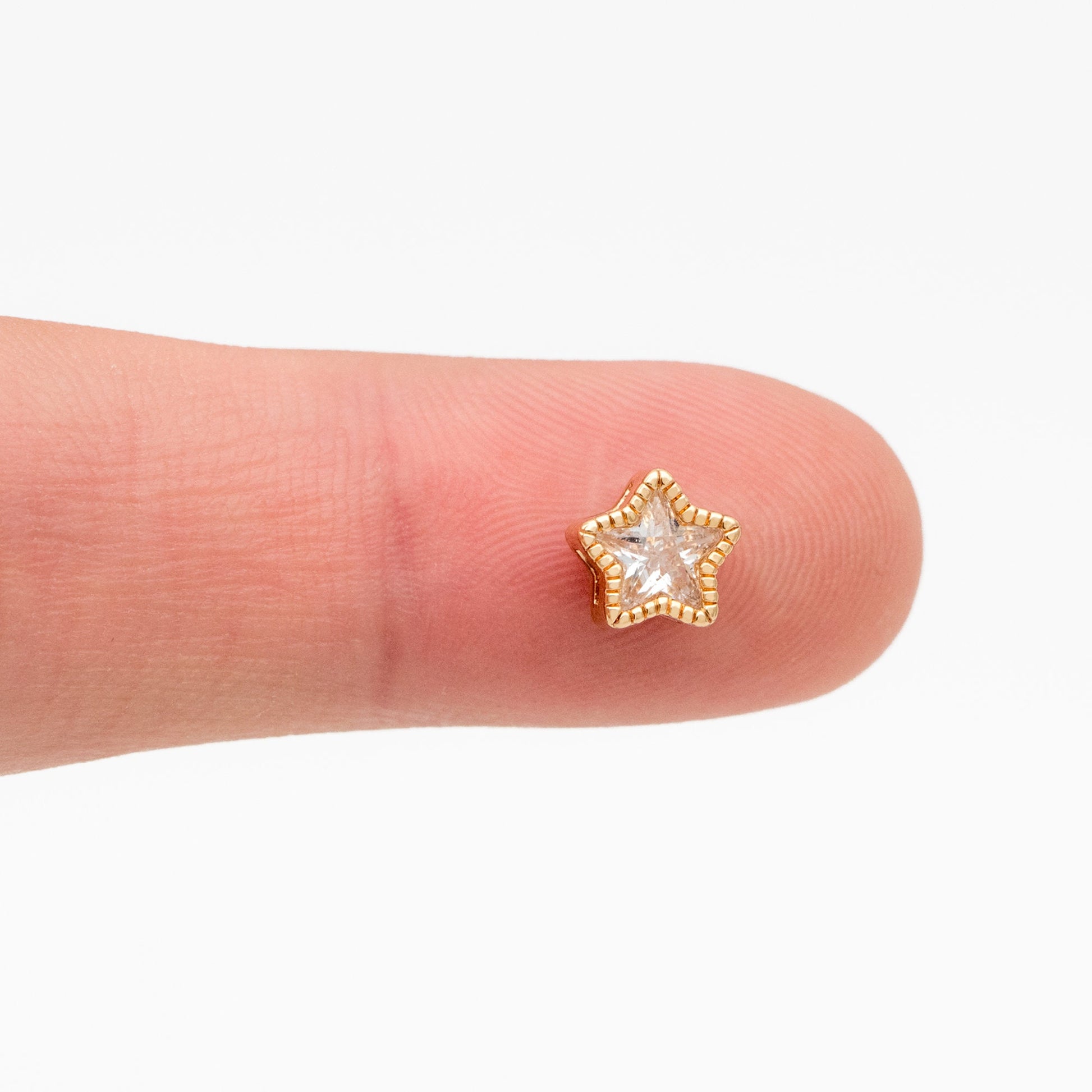 10pcs Gold plated Brass Rhinestone Star Spacer Beads 7mm (GB-123)