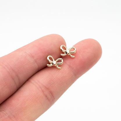 10pcs Gold/ Rhodium plated Brass Bowknot Ear Posts, Bow Knot Stud Earrings (GB-139-C)