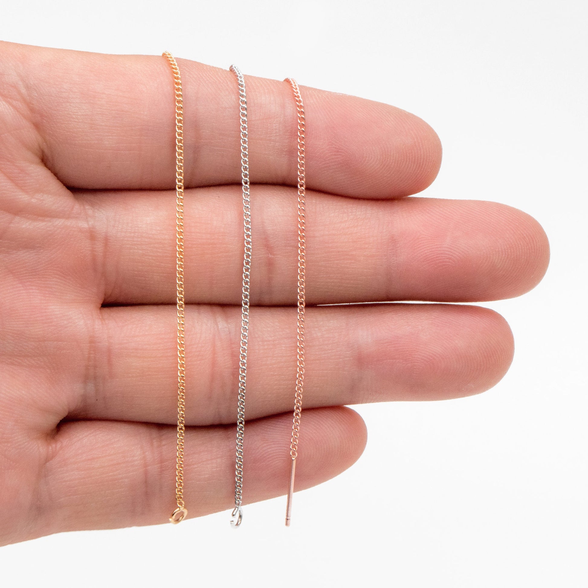 10pcs Gold/ Silver/ Rose Gold Threader Earrings, Earwire Thread with Open Jump Ring, Earring Components Wholesale (GB-333-A)