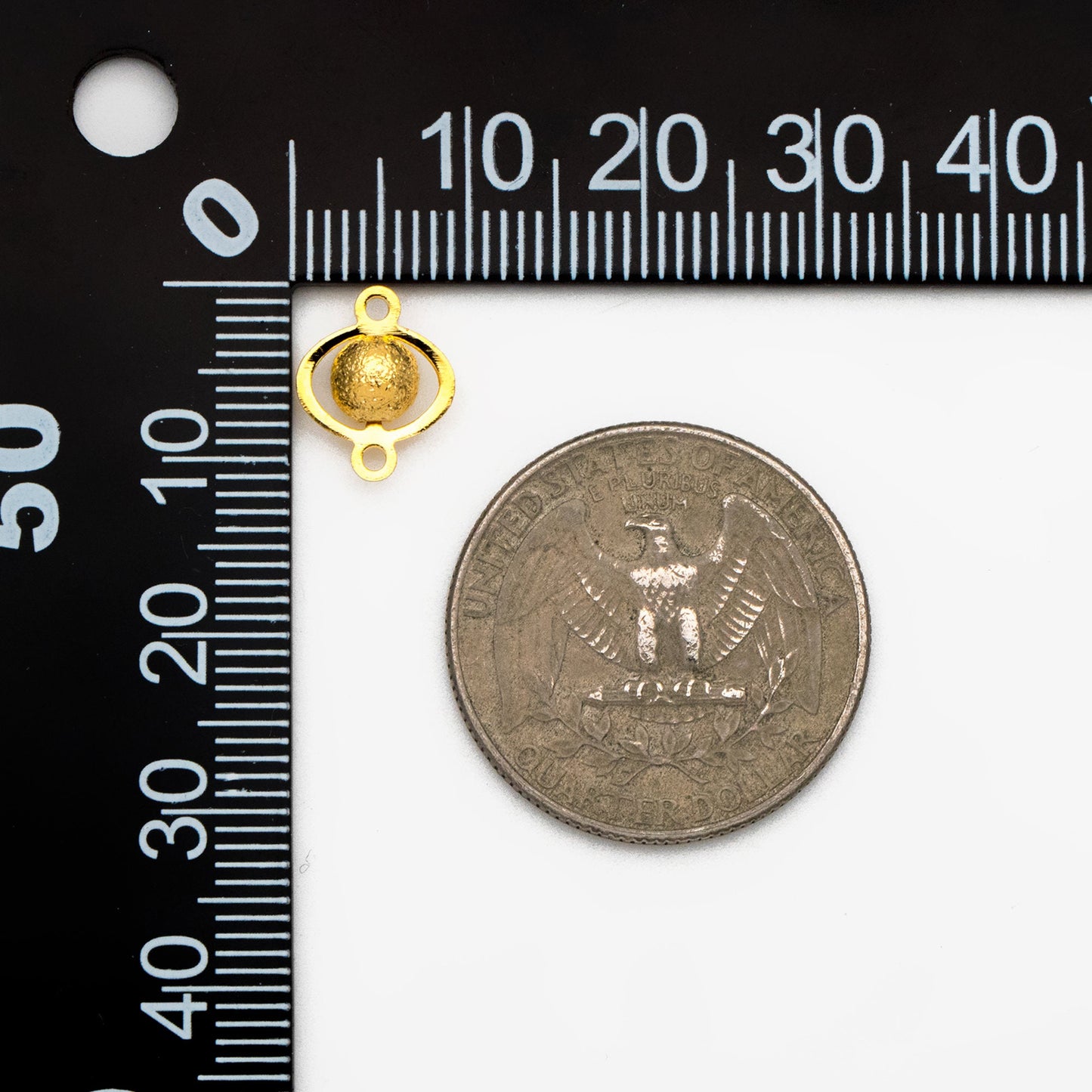 10pcs Gold plated Brass Connectors with Matte Round Beads, Lead Nickel Free (GB-151)